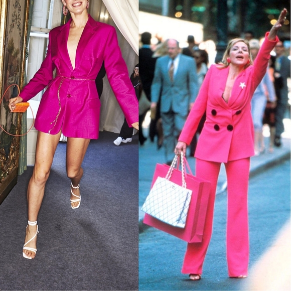 Vtg Ann Taylor Magenta Pink Boyfriend Blazer S - Picture 8 of 8